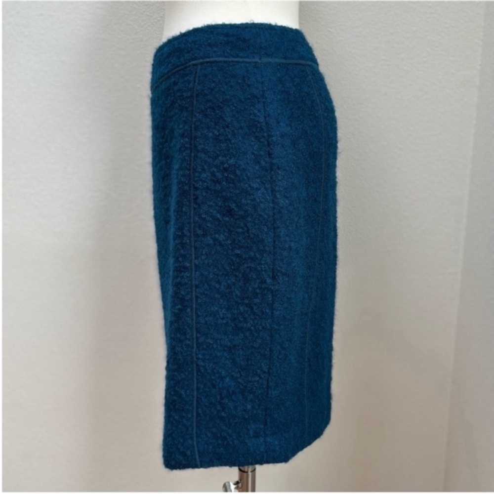 St John Pencil Skirt Office Tailored Boucle Wool Mohair Silk Teal Blue Size 4 - Picture 8 of 16